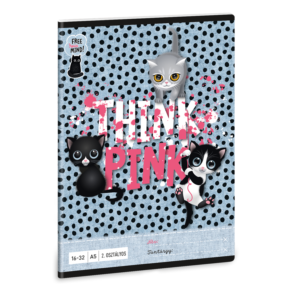 Füzet iskolai A5, 32lap, vonalas 16-32 2.osztályos Ars Una THINK-PINK (5285) 23  10db/csomag