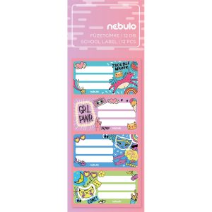 Füzetcímke 12db-os, Girl Power, vegyes minták, Nebulo