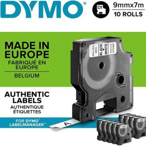 Feliratozógép szalag készlet, 9 mm x 7 m, DYMO "D1", fehér-fekete