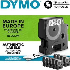 Feliratozógép szalag készlet, 19 mm x 7 m, DYMO "D1", fehér-fekete