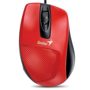Egér, vezetékes, optikai, normál méret, USB, GENIUS "DX-150X", piros