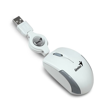 Egér, vezetékes, optikai, kisméret, USB, GENIUS "Micro Traveler" fehér 1 GENIUS