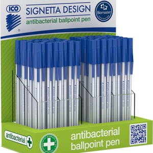 Golyóstoll Ico Signetta antibakteriális 0,7 mm kék eldobható DP120