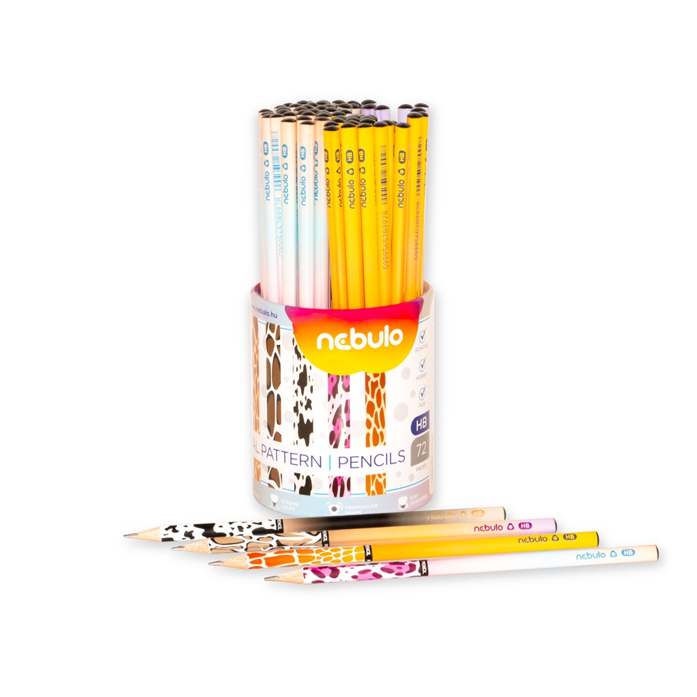 Grafitceruza HB, háromszögletű, 72 db/doboz, Nebulo, vegyes minták, Állatmintás 3 Grafitceruza HB, háromszögletű, 72 db/doboz, Nebulo, vegyes minták, Állatmintás - Image 3