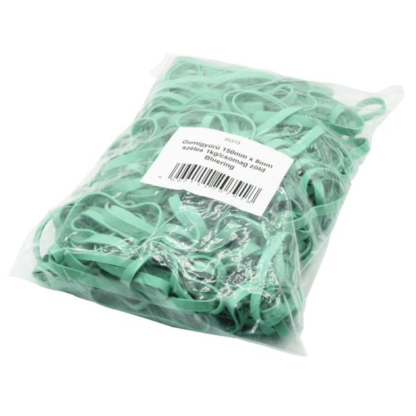 Gumigyuru 150mm x 8mm szeles 1kg csomag zold Bluering i142211