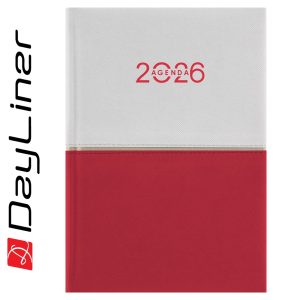 Határidőnapló Contrast A5 napi, fehér lapokkal fehér-piros Dayliner 2026.