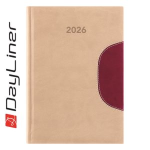 Határidőnapló Memphis A5 napi, fehér lapokkal bézs-padlizsán Dayliner 2026.
