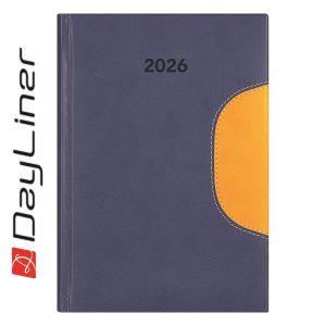 Határidőnapló Memphis A5 napi, fehér lapokkal kék-sárga Dayliner 2026.