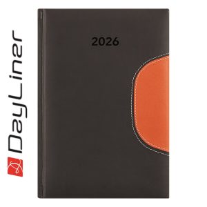 Határidőnapló Memphis B5 heti, fehér lapokkal fekete-narancs Dayliner 2026.