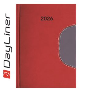 Határidőnapló Memphis B5 heti, fehér lapokkal piros-szürke Dayliner 2026.