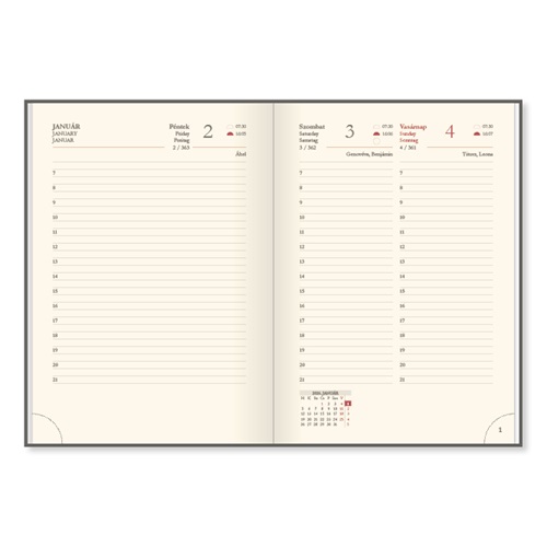 Határidőnapló Period Chamois A/5 napi körbev. bordó 2026 2 Határidőnapló Period Chamois A/5 napi körbev. bordó 2026 - Image 2