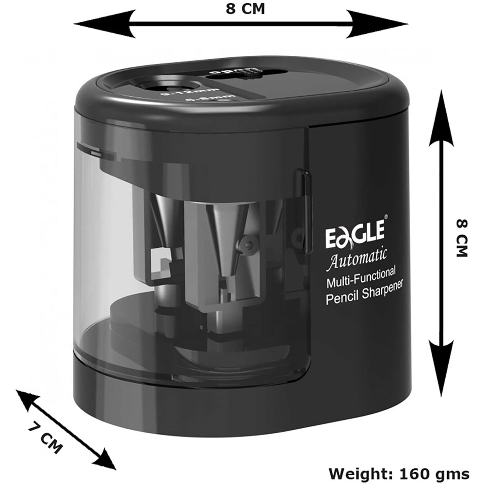 Hegyező asztali 2 lyukú elektromos elemes és USB adapterrel működtethető EG5161 Eagle fekete 2 Hegyező asztali 2 lyukú elektromos elemes és USB adapterrel működtethető EG5161 Eagle fekete - Image 2