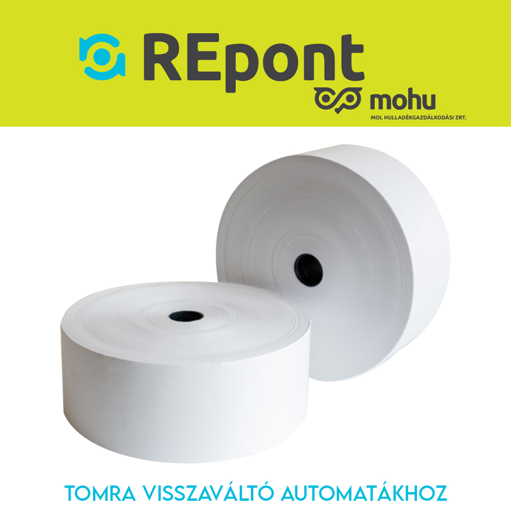 Hőpapír 58mm széles, 450fm  hosszú, cséve 25mm, BPA mentes nyomatlan, TOMRA visszaváltó gépehez Bluering®