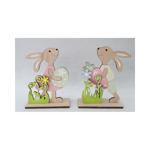 Húsvéti dekor fa álló nyuszi tojással 15 cm 2 féle 1 Húsvéti dekor fa álló nyuszi tojással 15 cm 2 féle