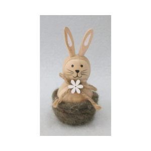 Húsvéti dekor fa nyúl kaspóban 5x11 cm