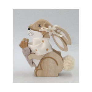 Húsvéti dekor fa nyúl répával 10x11 cm