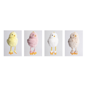 Húsvéti dekoráció akasztó textil csibe bundás 15 cm - 4 féle