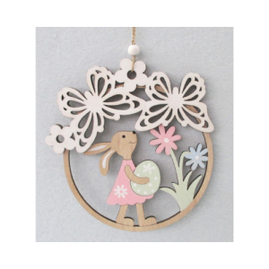 Húsvéti fa akasztós nyuszi virággal 7,5x9 cm