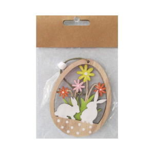 Húsvéti fa akasztós nyuszik tojásban 7,5x9 cm