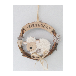 Húsvéti kopogtató fa barikás Isten hozott 15x2 cm