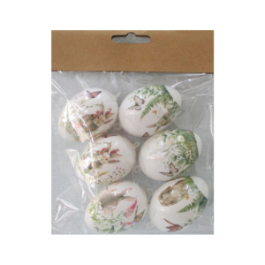 Húsvéti tojásdekoráció nyuszi és virág mintás 6 db/csomag