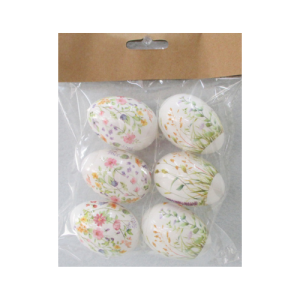 Húsvéti tojásdekoráció virág mintás 6 db/csomag