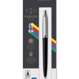Golyóstoll, 0,7 mm, ezüst színű klip, fekete tolltest, PARKER "Royal Jotter Originals", kék