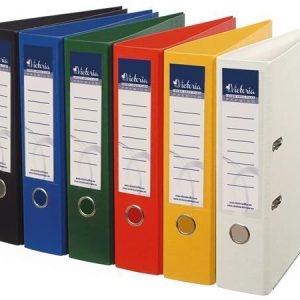 Iratrendező, 75 mm, A4, PP/PP, élvédő sínnel, VICTORIA OFFICE, "Premium", sárga