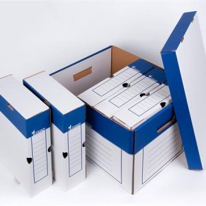 Archiválókonténer, 325x460x270 mm, karton, VICTORIA OFFICE, kék-fehér