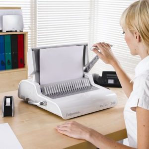 Spirálozógép, műanyag spirálkötéshez, manuális, 300 lap, FELLOWES "Pulsar+"