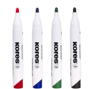 Tábla- és flipchart marker készlet, 3 mm, kúpos, KORES "K-Marker XW1", 4 különböző szín