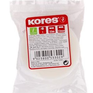 Ragasztószalag, írható, 12 mm x 33 m, KORES "Invisible", áttetsző