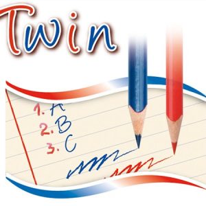 Postairón, háromszögletű, KORES "Twin", kék-piros