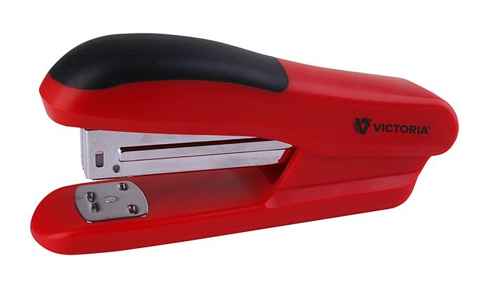 Tűzőgép, 24/6, 20 lap, VICTORIA OFFICE, "Half-Strip", piros 1 VICTORIA OFFICE