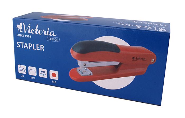 Tűzőgép, 24/6, 20 lap, VICTORIA OFFICE, "Half-Strip", piros 2 Tűzőgép, 24/6, 20 lap, VICTORIA OFFICE, "Half-Strip", piros
