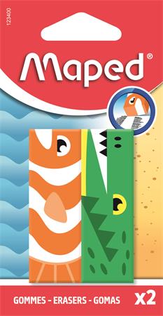 Radír, állatos, MAPED „Animals”, vegyes minták, 2 db 3 Radírok