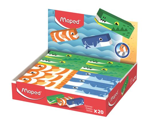 Radír display, állatos, MAPED „Animals”, vegyes minták 1 MAPED