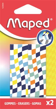 Radír, sakktábla, MAPED „Checkerboards”, vegyes minták, 2 db 2 Radír, sakktábla, MAPED „Checkerboards”, vegyes minták, 2 db