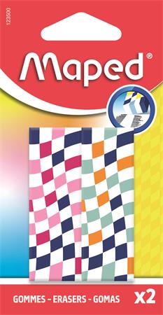 Radír, sakktábla, MAPED „Checkerboards”, vegyes minták, 2 db 3 Radírok