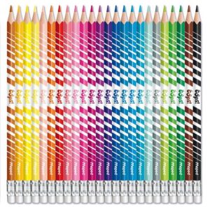 Színes ceruza készlet, háromszögletű, radírozható, MAPED "Color`Peps Oops", 24 különböző szín