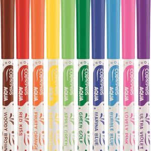 Akvarell filctoll készlet, 3,6 mm, ecsettel, MAPED "Color`Peps Aqua", 10 különböző szín