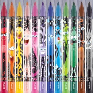 Filctoll készlet, 2,8 mm, kimosható, MAPED "Color`Peps Monster" 12 különböző szín