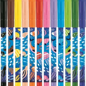 Filctoll készlet, 2 mm, kimosható, MAPED "Color`Peps Ocean Life", 12 különböző szín