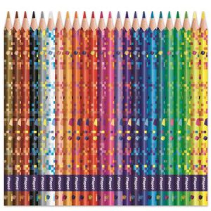 Színes ceruza készlet, háromszögletű, MAPED "Pixel Party", 24 különböző szín