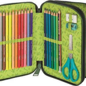 Tolltartó, töltött, 2 emeletes, cipzáras, MAPED, dinoszaurusz