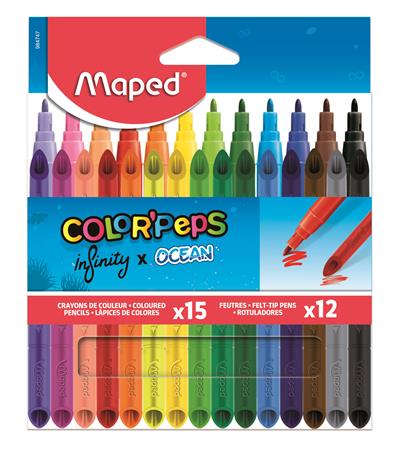 Színes ceruza és filctoll készlet, MAPED "Color`Peps INFINITY", 15+12 különböző szín 1 MAPED