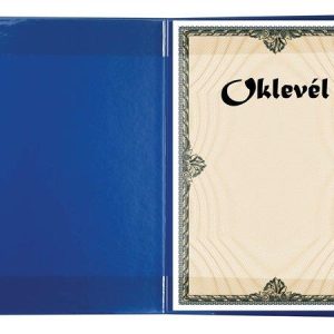 Oklevéltartó, plüss, A4, VICTORIA OFFICE, kék