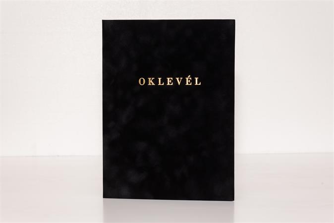 Oklevéltartó, A4, exkluzív, plüss, aranyozva, fekete 2 Oklevéltartó, A4, exkluzív, plüss, aranyozva, fekete