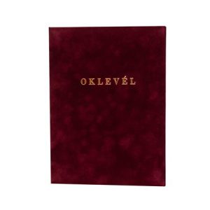 Oklevéltartó, A4, exkluzív, plüss, aranyozva, bordó