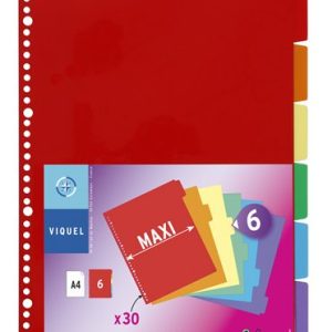 Regiszter, műanyag, A4 Maxi, 6 részes, VIQUEL